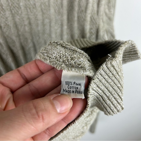 Peruvian Connection 100% Pima Cotton Long sleeve v-neck cable knit sweater M - Picture 9 of 12